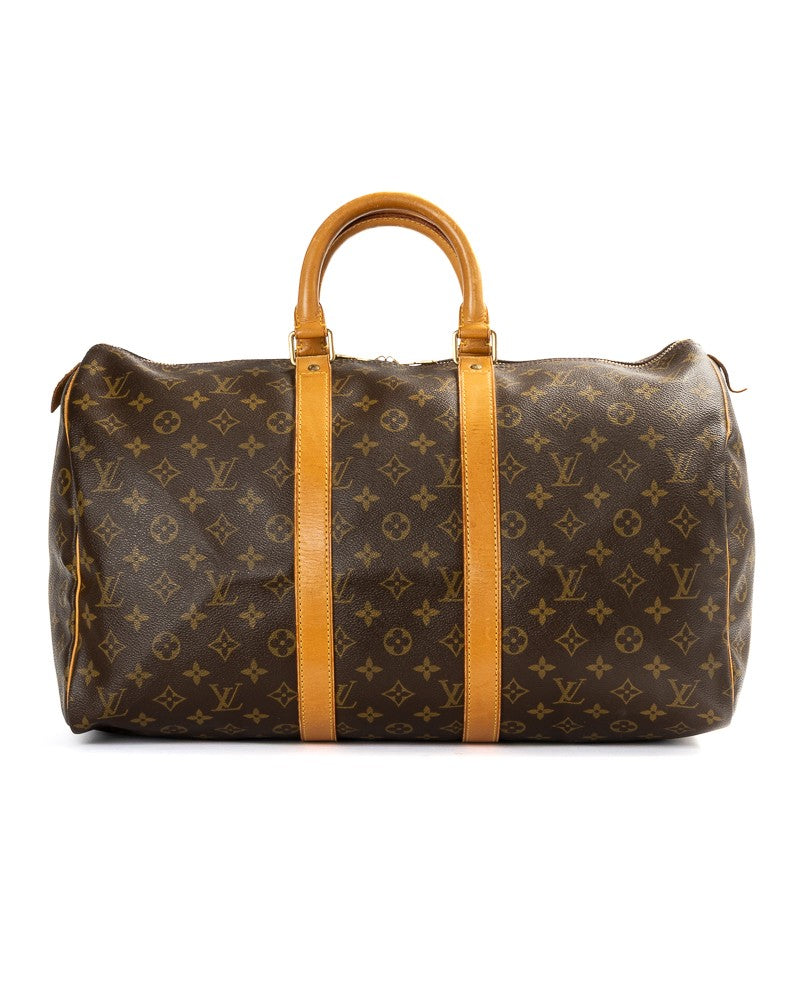 Louis Vuitton Brown Keepall 45 Monogram Canvas Travel Duffel Bag