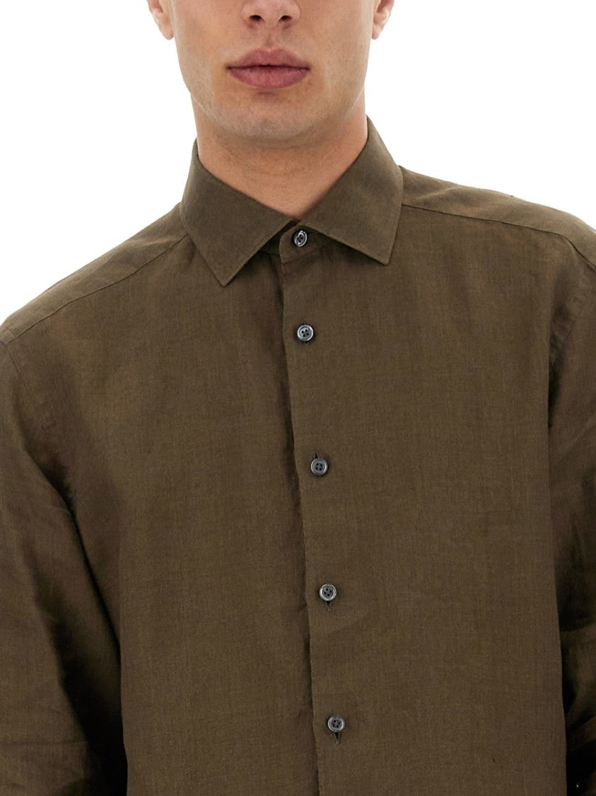 Zegna Brown Linen Shirt