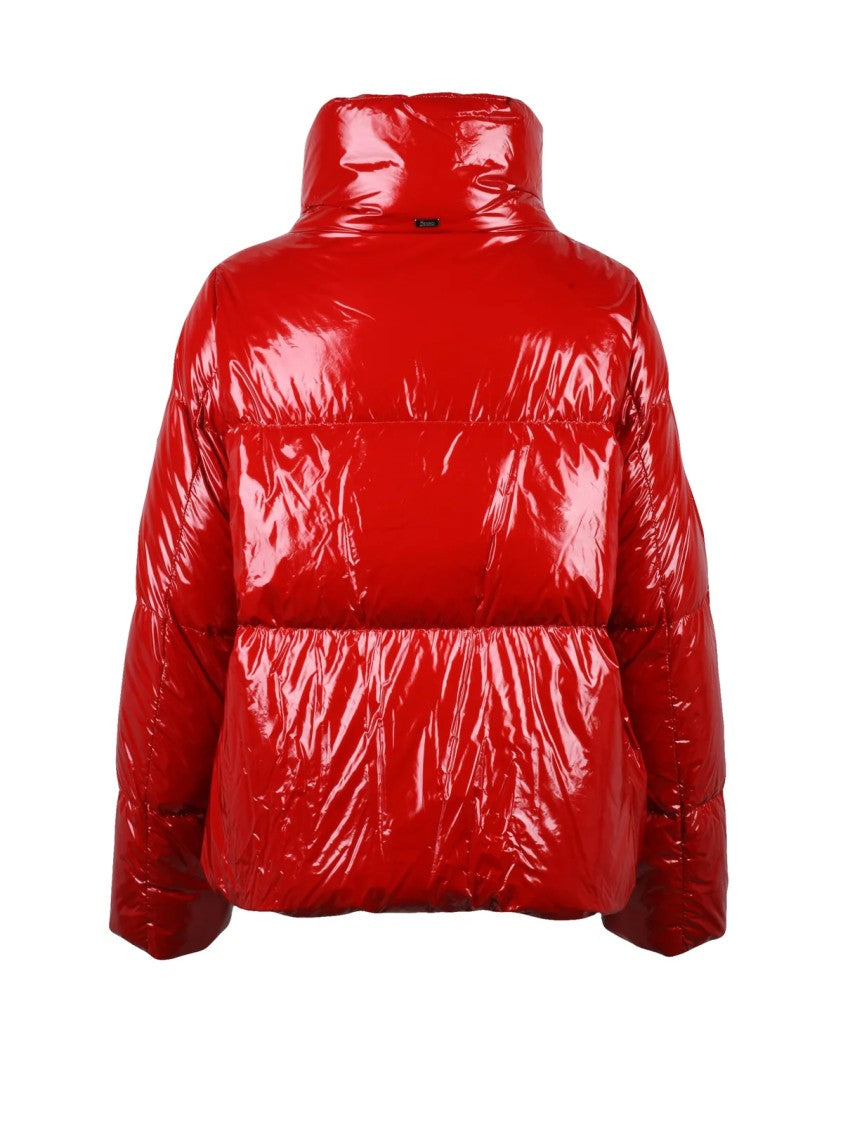 Herno Red Patent-Finish Polyamide Down Jacket