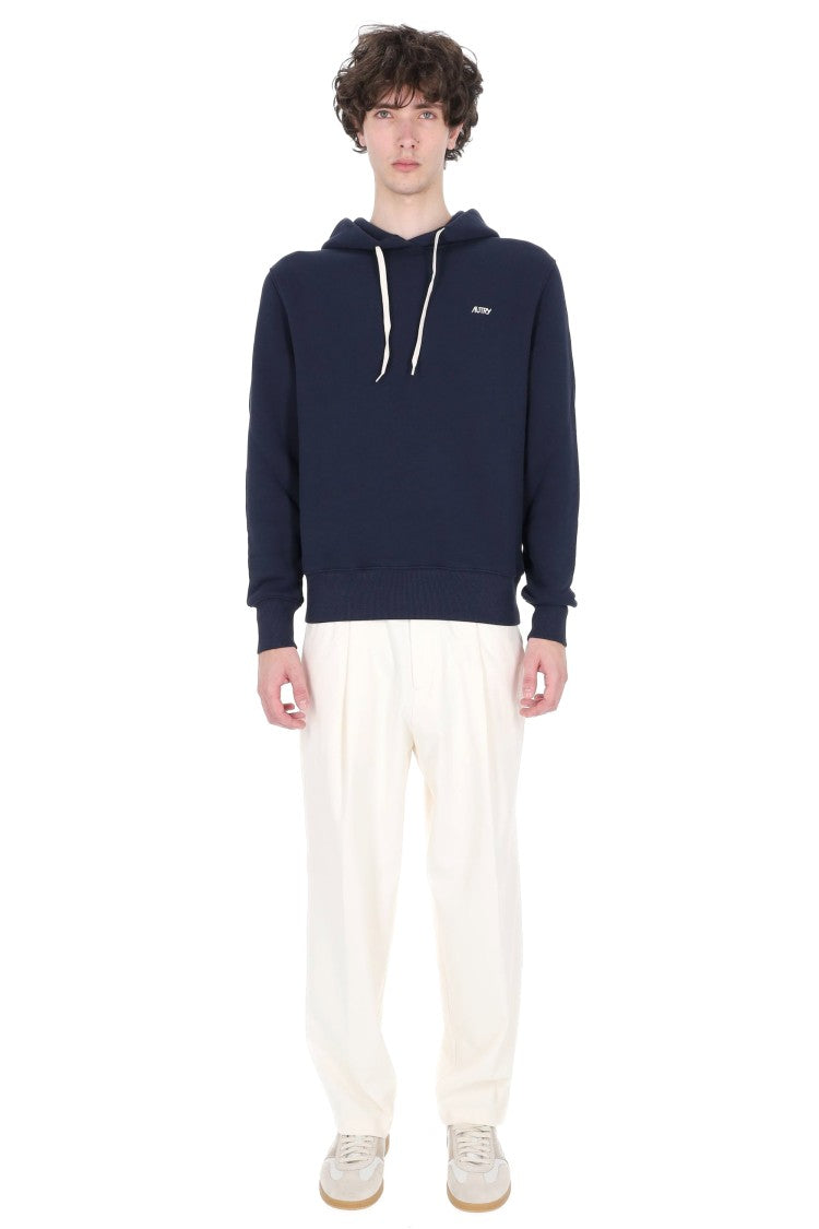 Autry Blue Cotton Hooded Sweatshirt