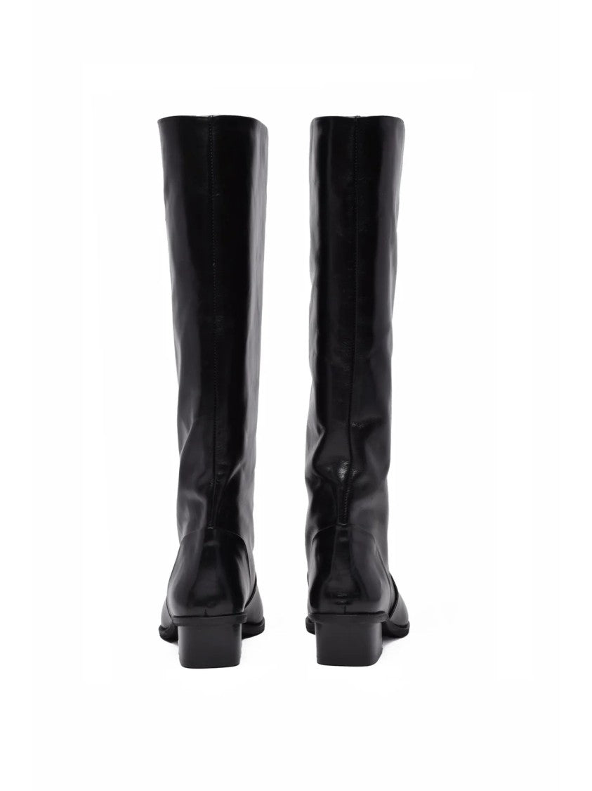 Augusta Black Leather Tall Boots