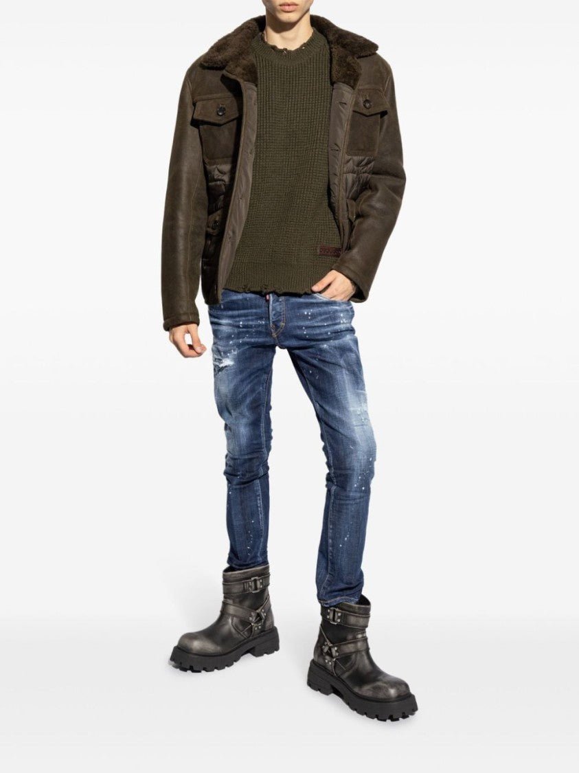 Dsquared2 Textured Knit Sweater With Cut-Out Details And Relaxed Fit