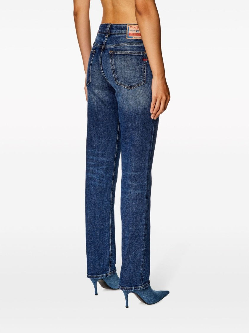 Diesel Mid-Rise Straight-Leg Jeans With Faded Wash And Whiskering