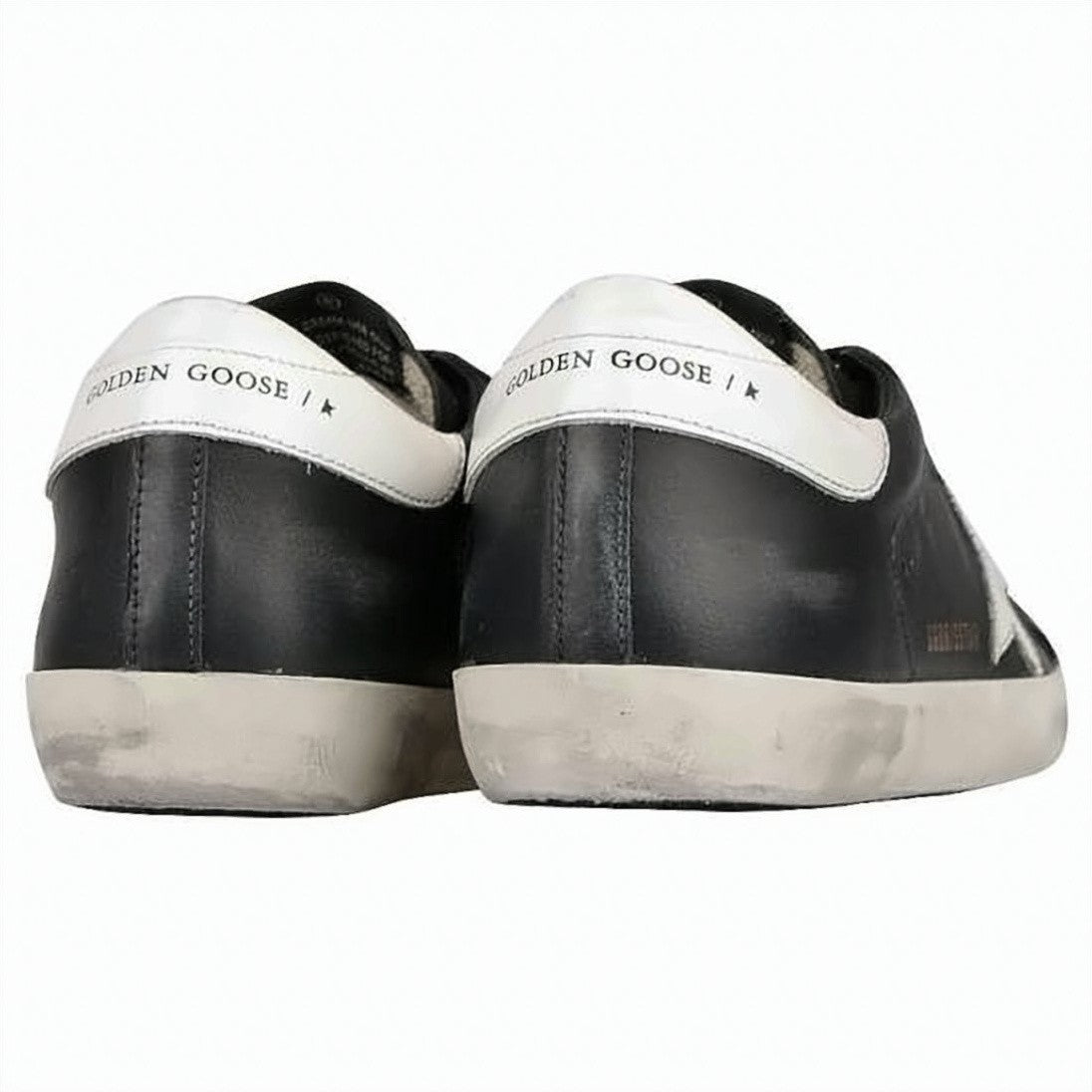 Golden Goose Distressed Black Leather Sneakers