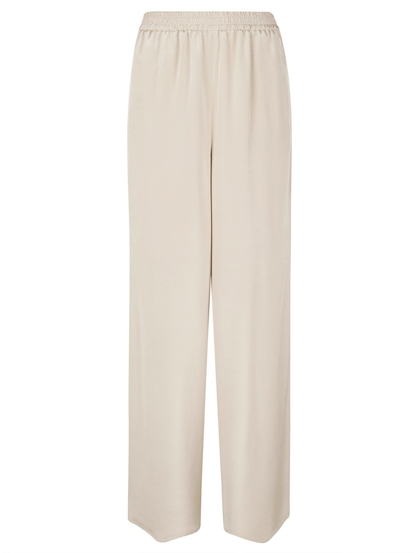 Max Mara Cropped Wide-Leg Trousers In Smooth Silk With Subtle Sheen