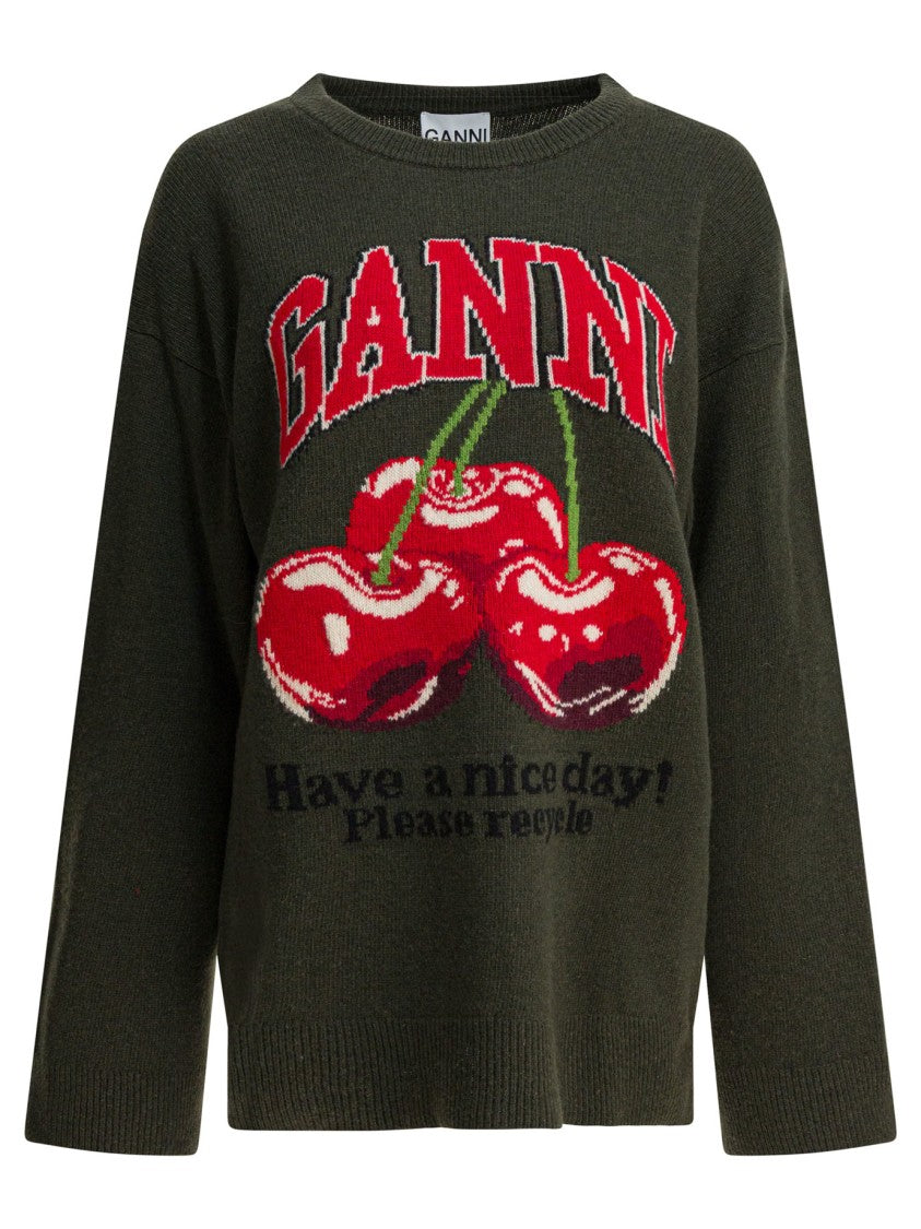 Ganni Wool-Blend Crew-Neck Sweater