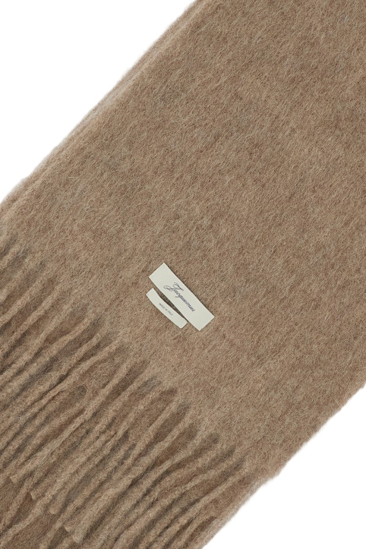 Jacquemus Brown L'echarpe Carro Fringed Mohair Alpaca Scarf