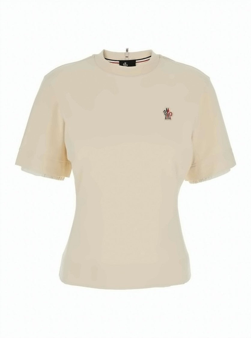 Moncler Cropped Short-Sleeved T-Shirt With Horizontal Stripe