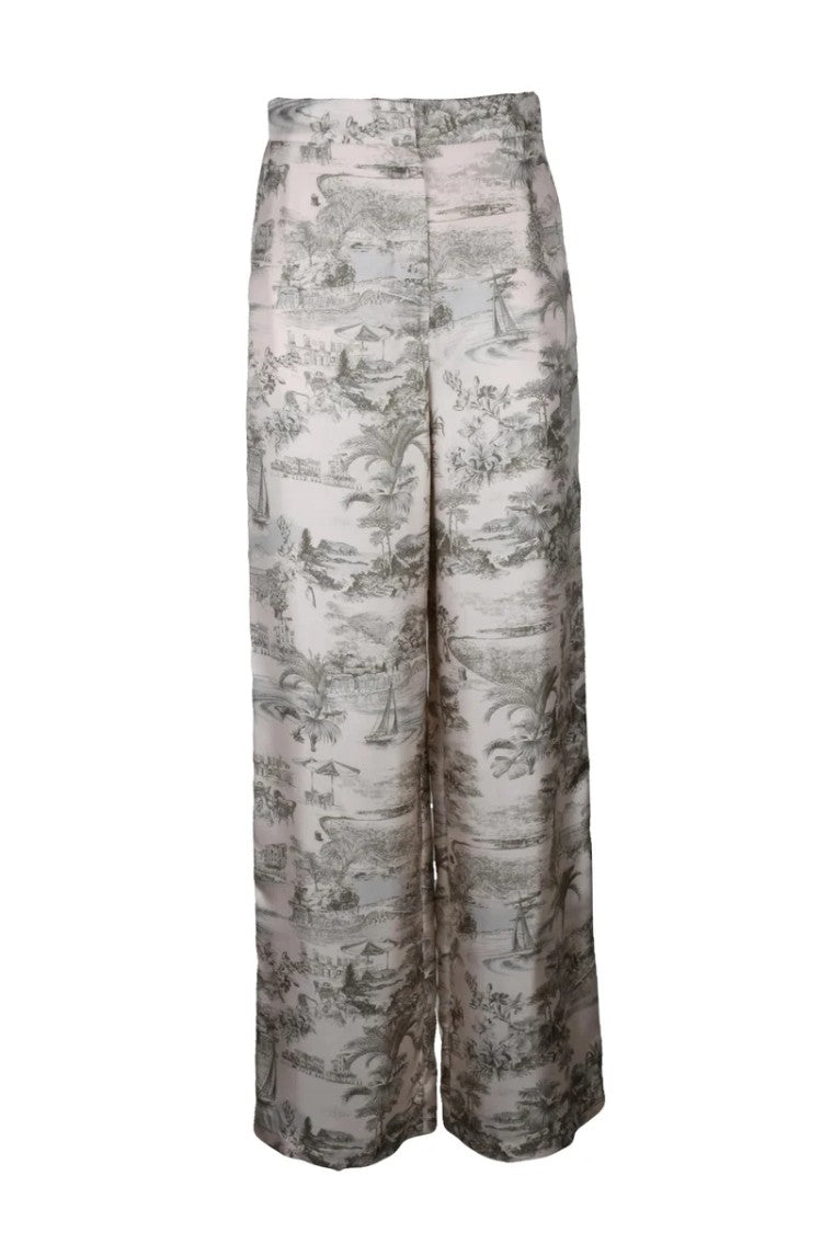 Max Mara Zeus Wide Leg Silk Trousers - Multicolor