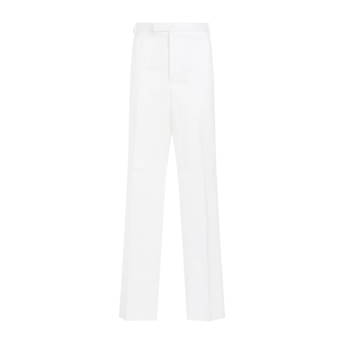 Thom Browne Straight Leg White Cotton Chino Pants