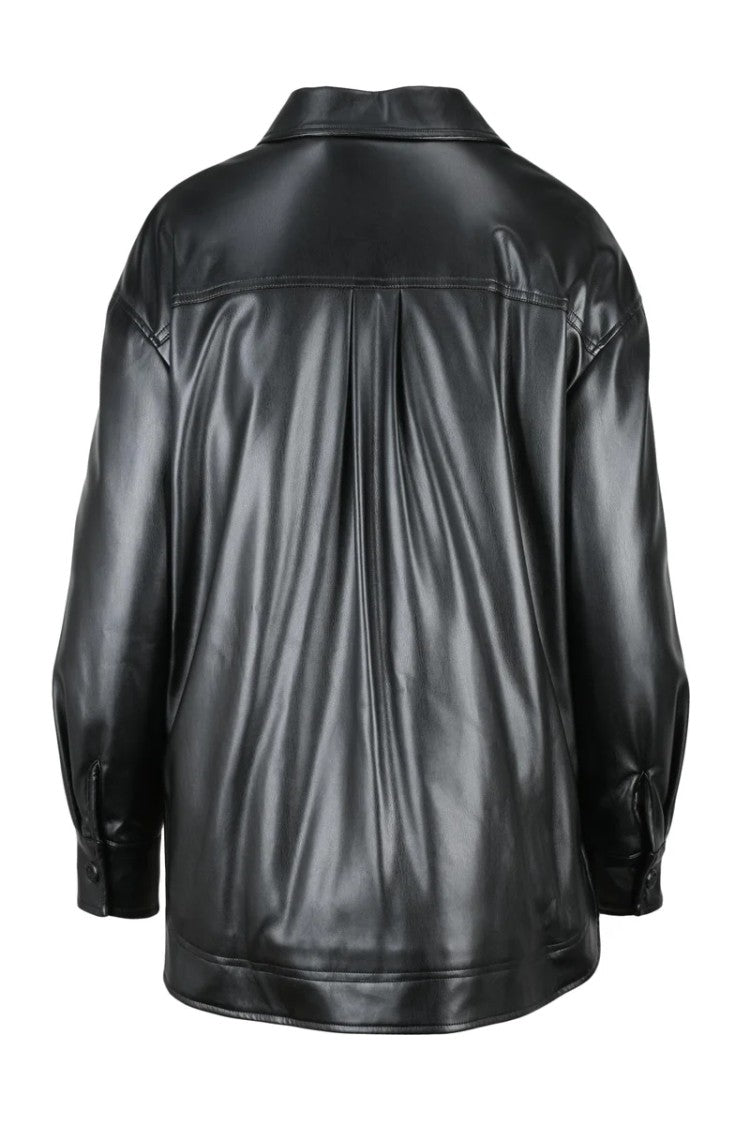 Guess Black Polyurethane Women's Faux Leather Coat