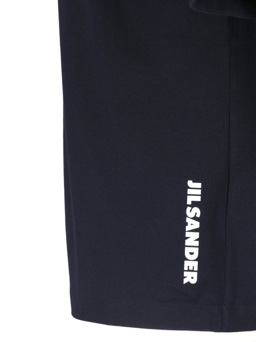 Jil Sander Black Crewneck Side Logo Cotton T-Shirt