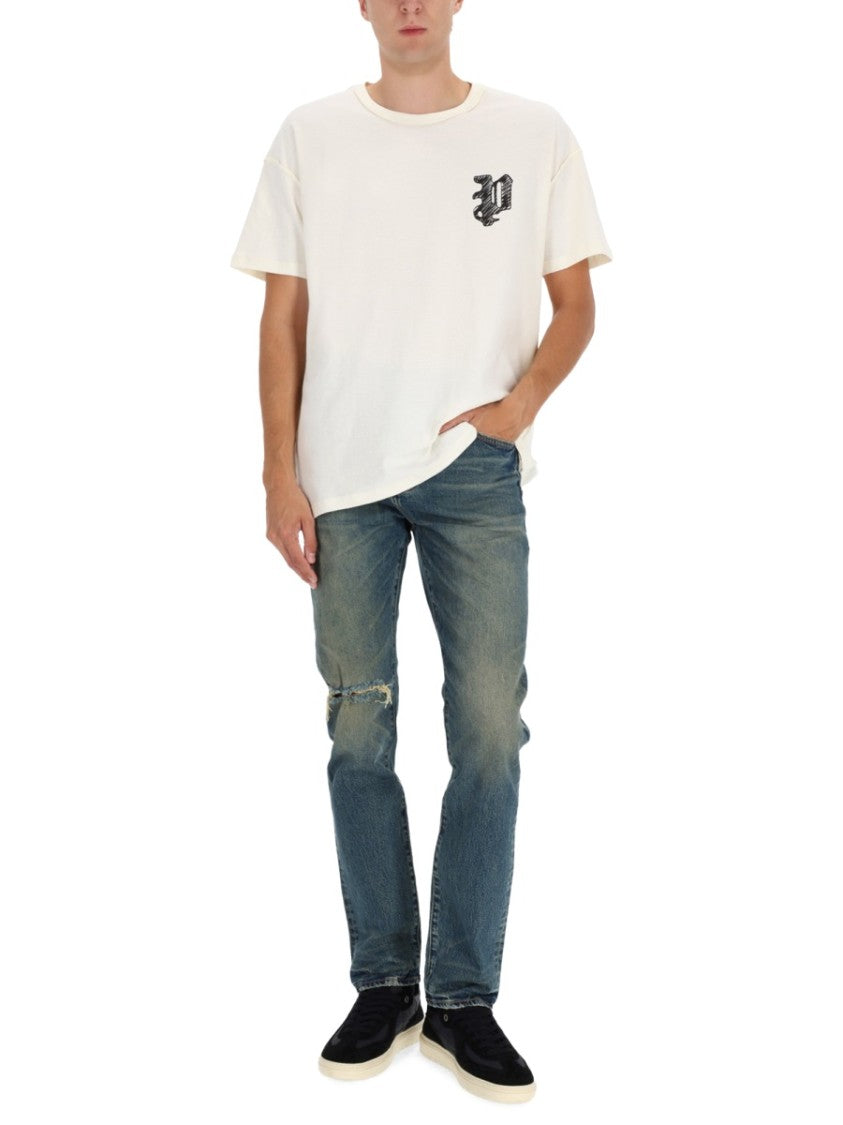 Purple Brand Slim Fit Denim Jeans With Distressed Patch