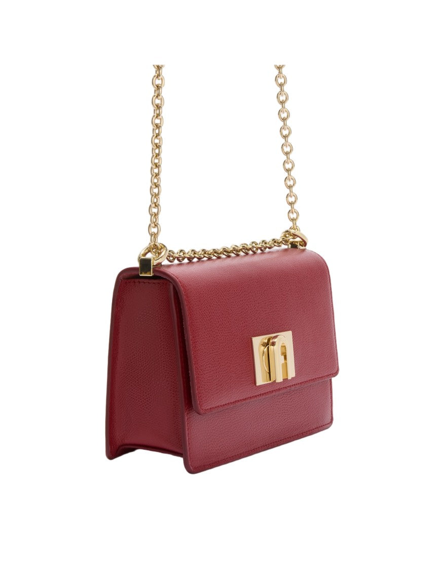 Furla 1927 Mini Croosbody Bag In Cherry Leather