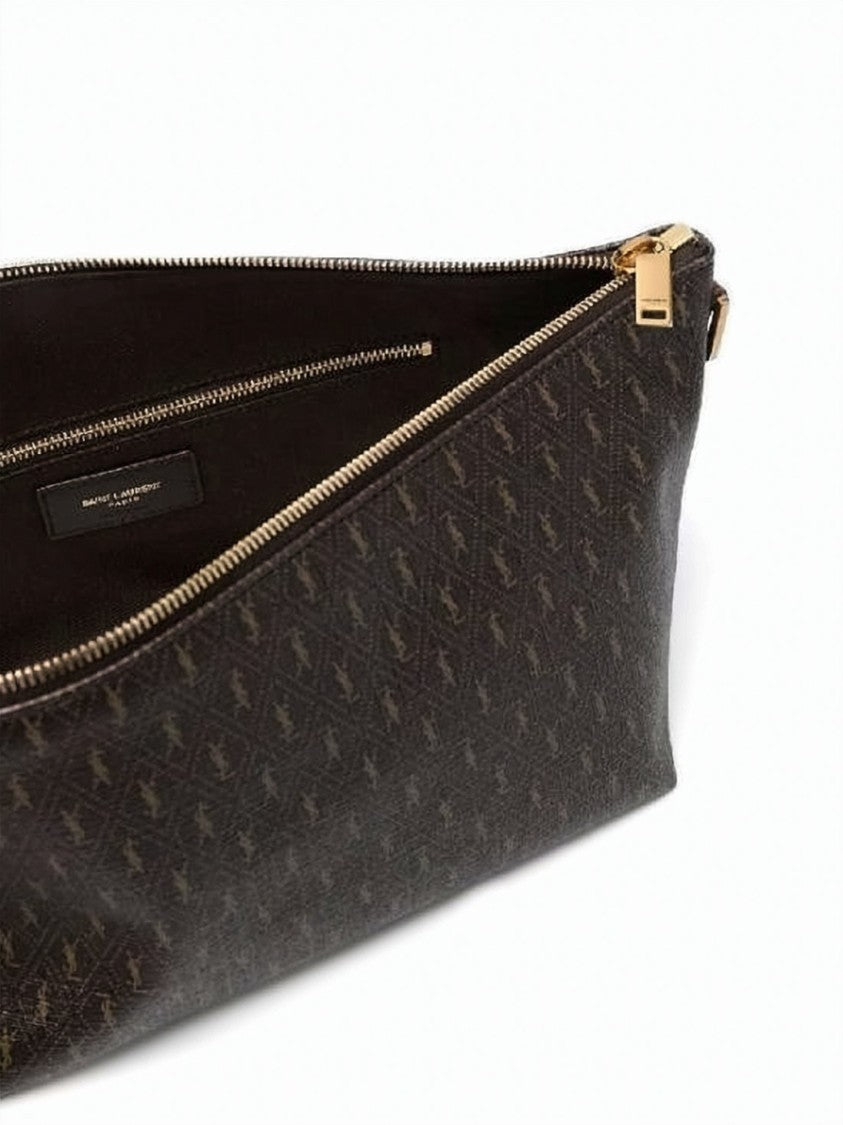 Saint Laurent Structured Crossbody Bag With Monogram Detailing And Gold-Tone Accents