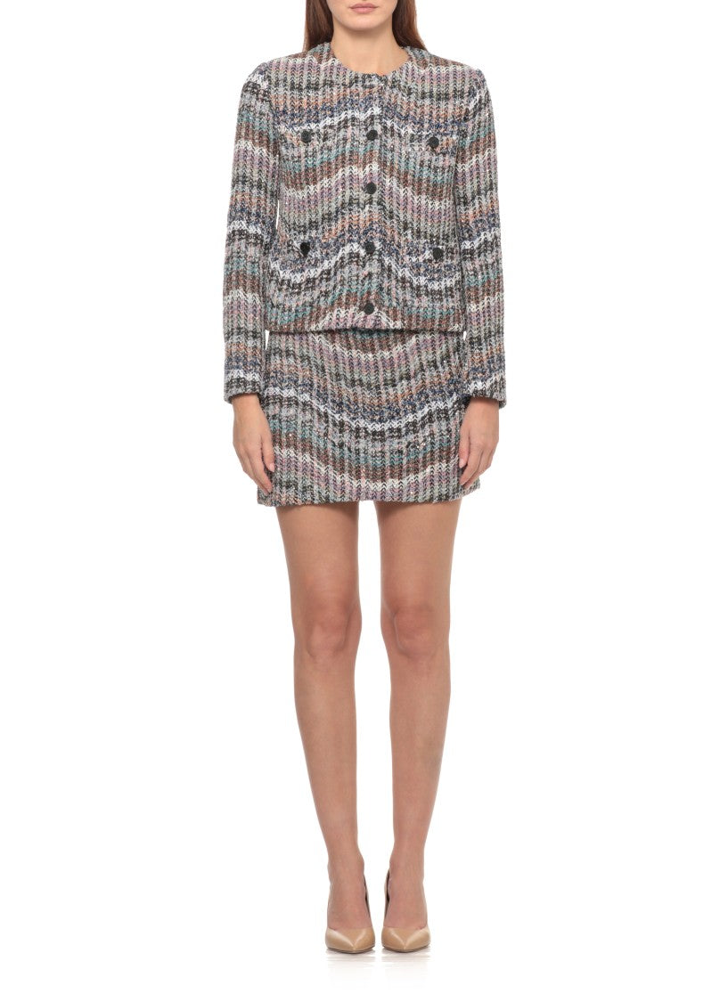 Missoni Multicolor Knitted Cardigan With Buttoned Pockets And Lurex Accents