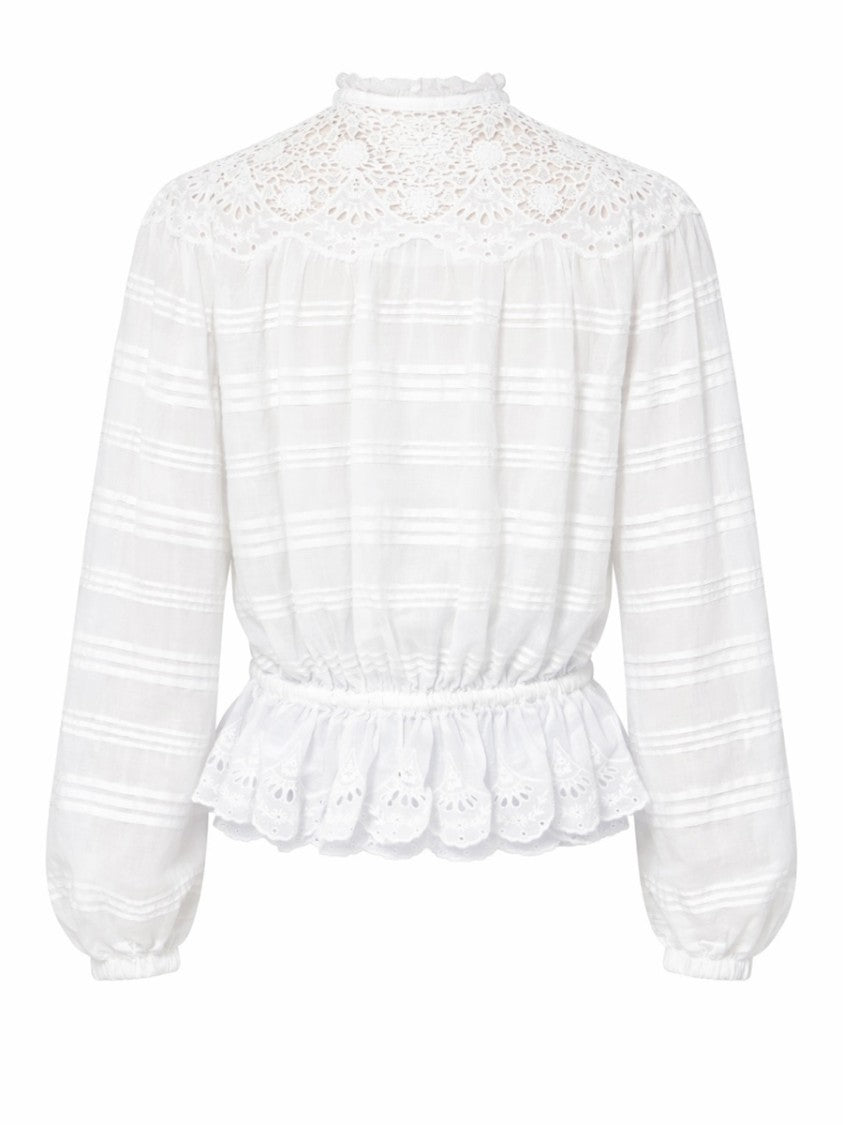Isabel Marant Étoile Polly Striped Lace Yoke Blouse