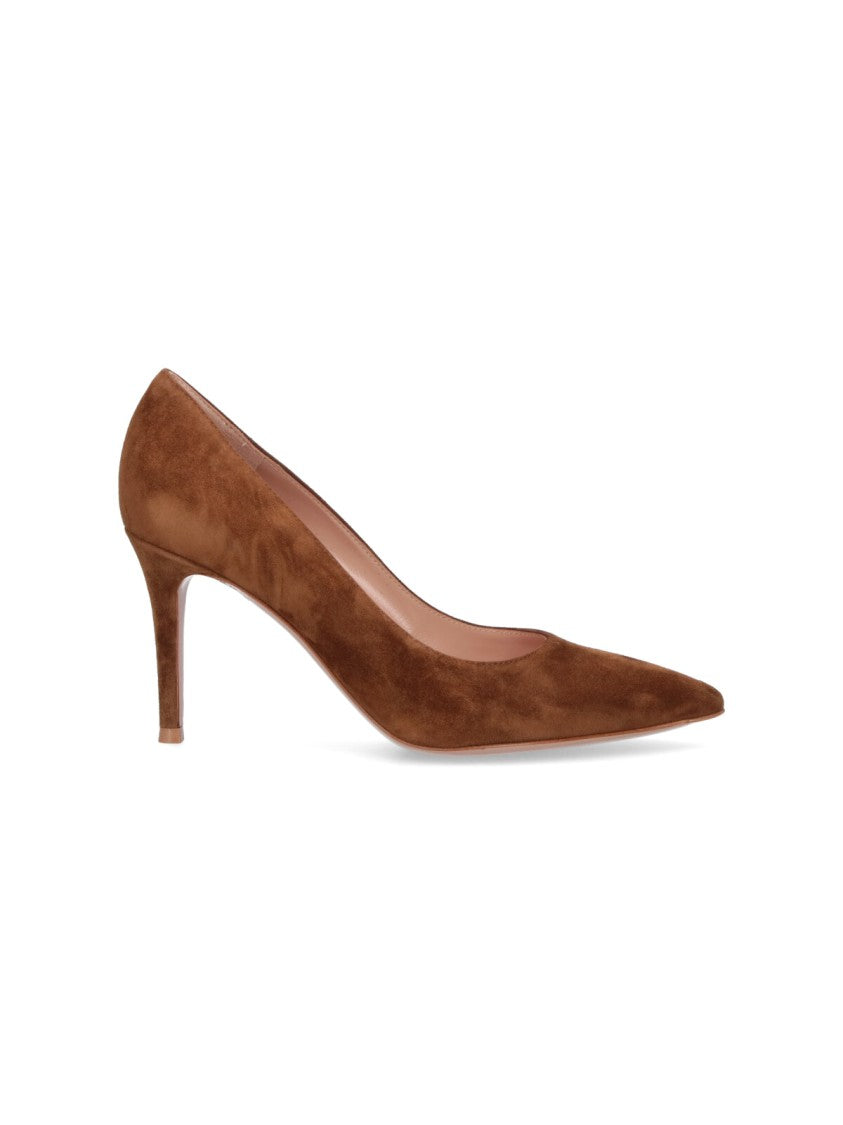 Gianvito Rossi Pointed-Toe Suede Stiletto Pumps With Leather Sole