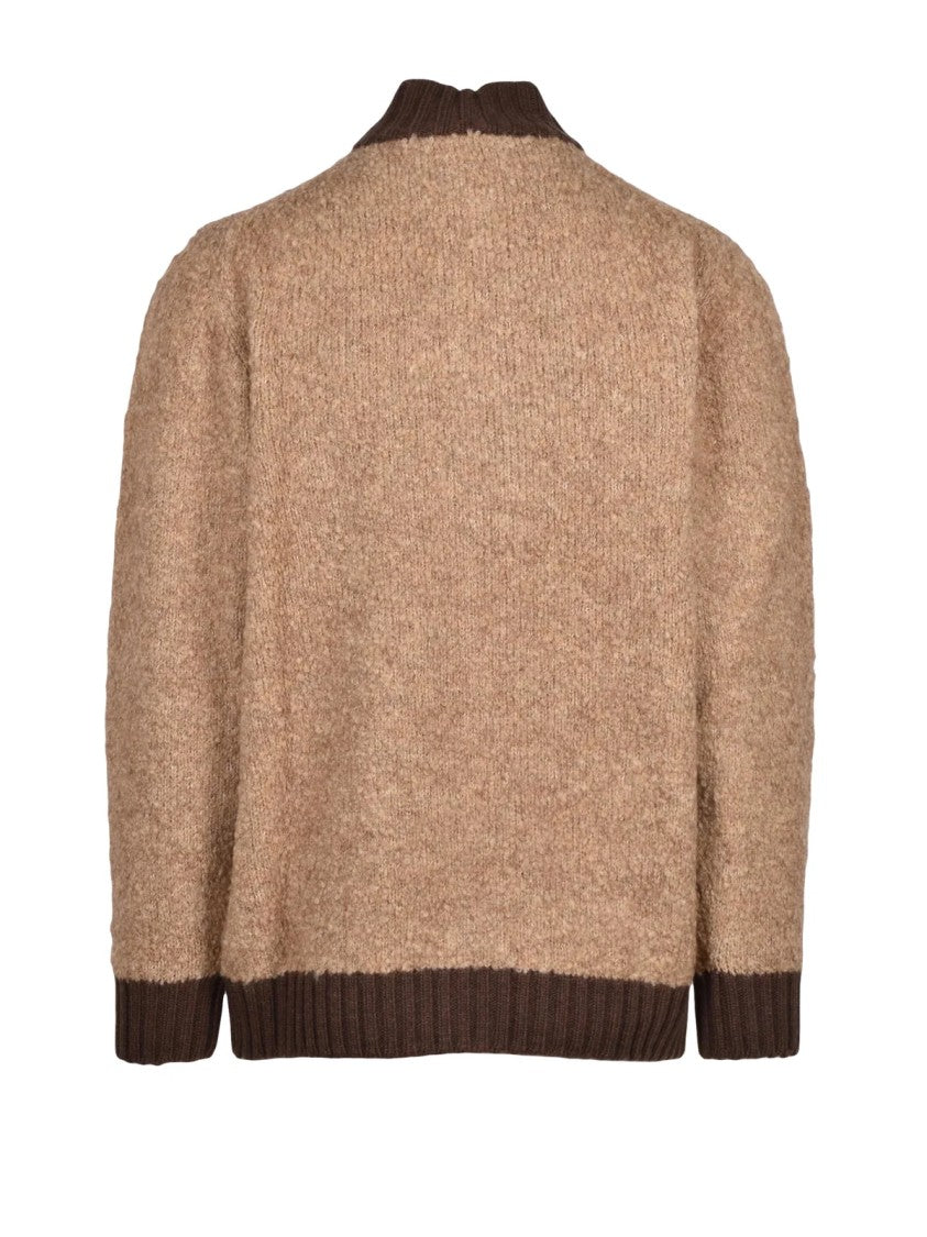 Cashmere Company P. Textured Knit Zip Cardigan With Ribbed Accents