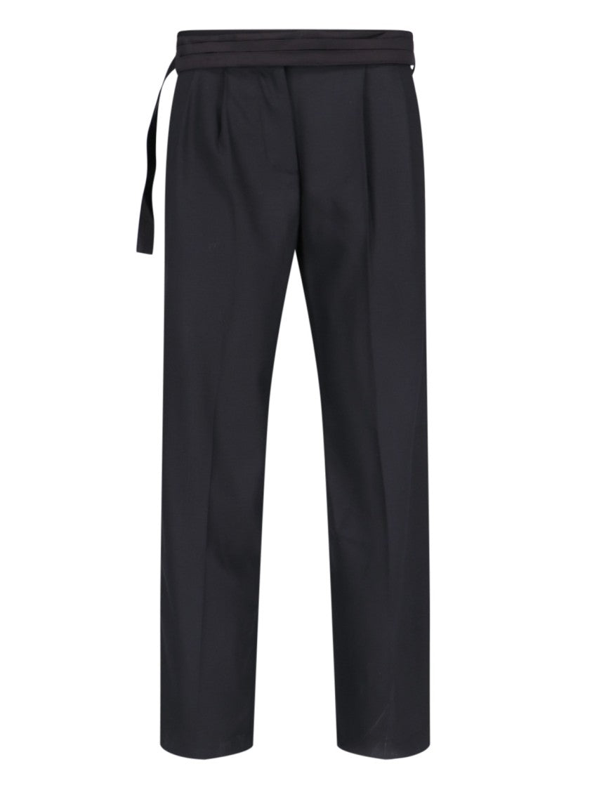 Eudon Choi "Leslie" Straight Trousers In Black Virgin Wool