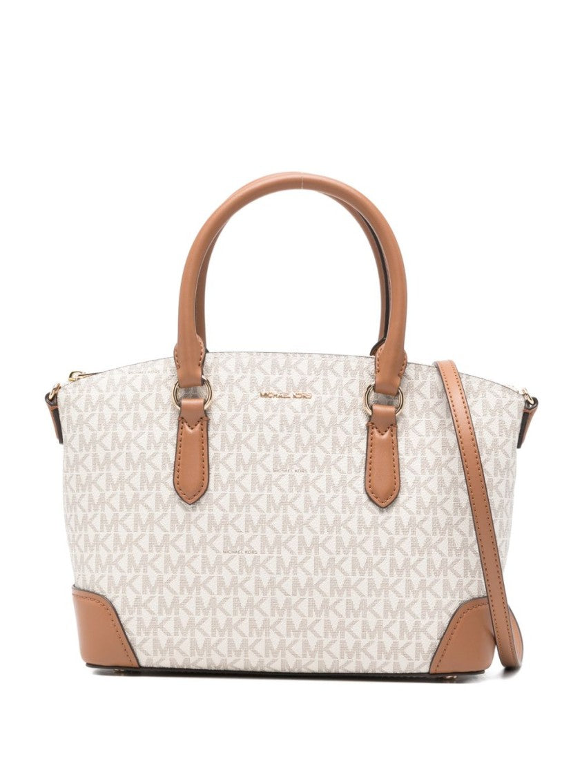 Michael Kors Structured Logo Print Handbag With Gold-Tone Accents