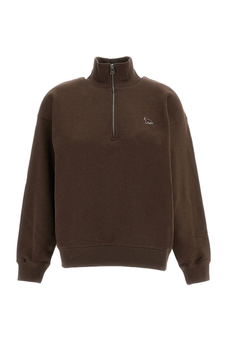 Maison Kitsuné Brown Baby Fox Cotton Half-Zip Sweatshirt