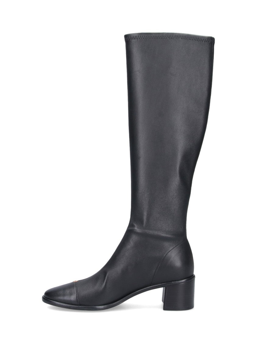 Tory Burch Streamlined Black Boots With Sturdy Sole And Timeless Appeal
