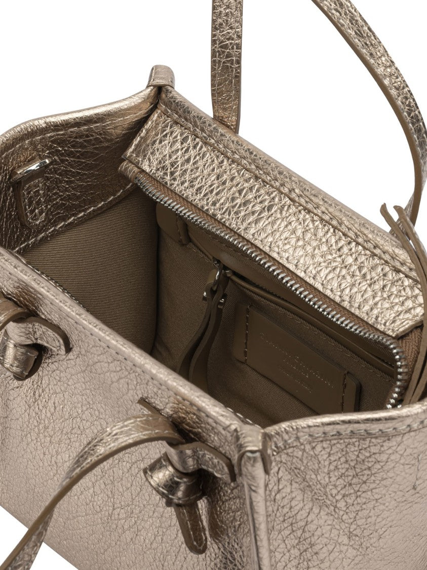 Gianni Chiarini Structured Textured Leather Shoulder Bag With Metallic Finish
