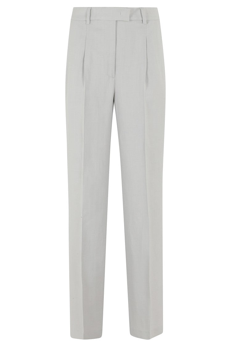 Seventy Gray Darts Belt-Loops Viscose-Blend Straight-Leg Pants