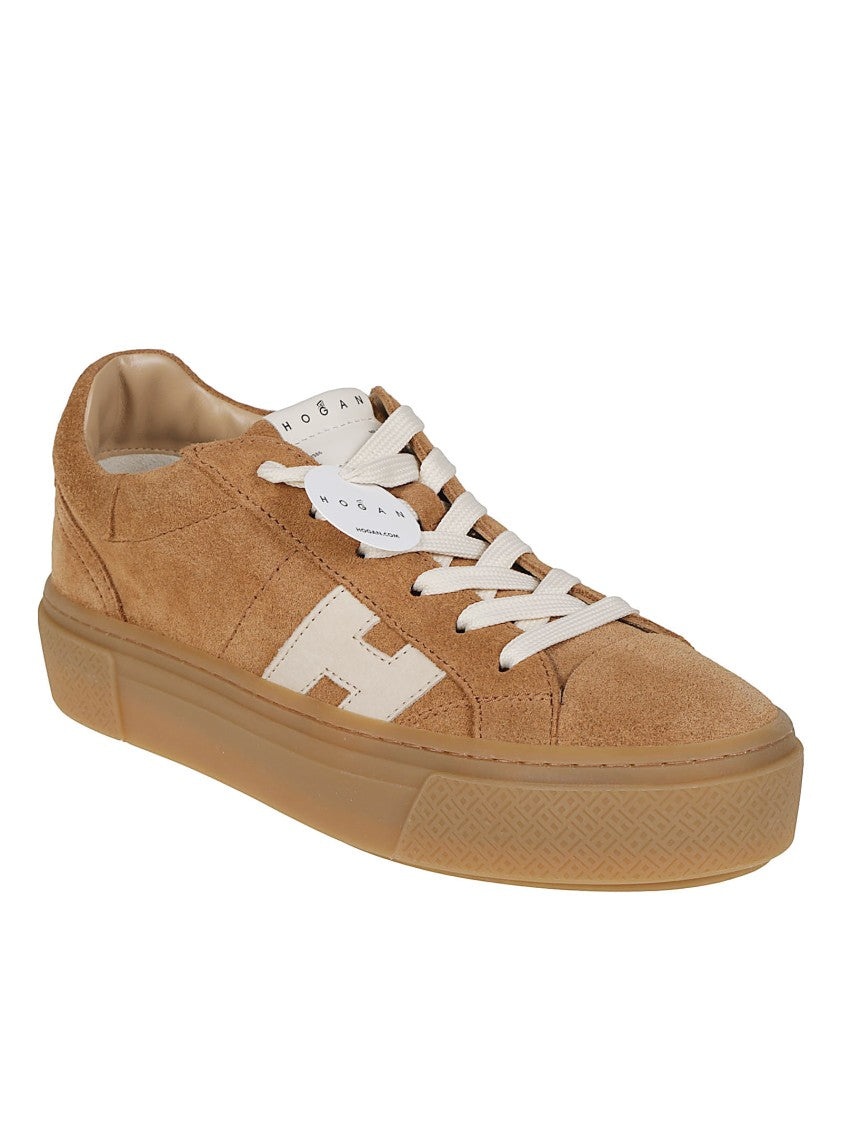 Hogan Tan H705 Minimalistic Calf Leather Sneakers