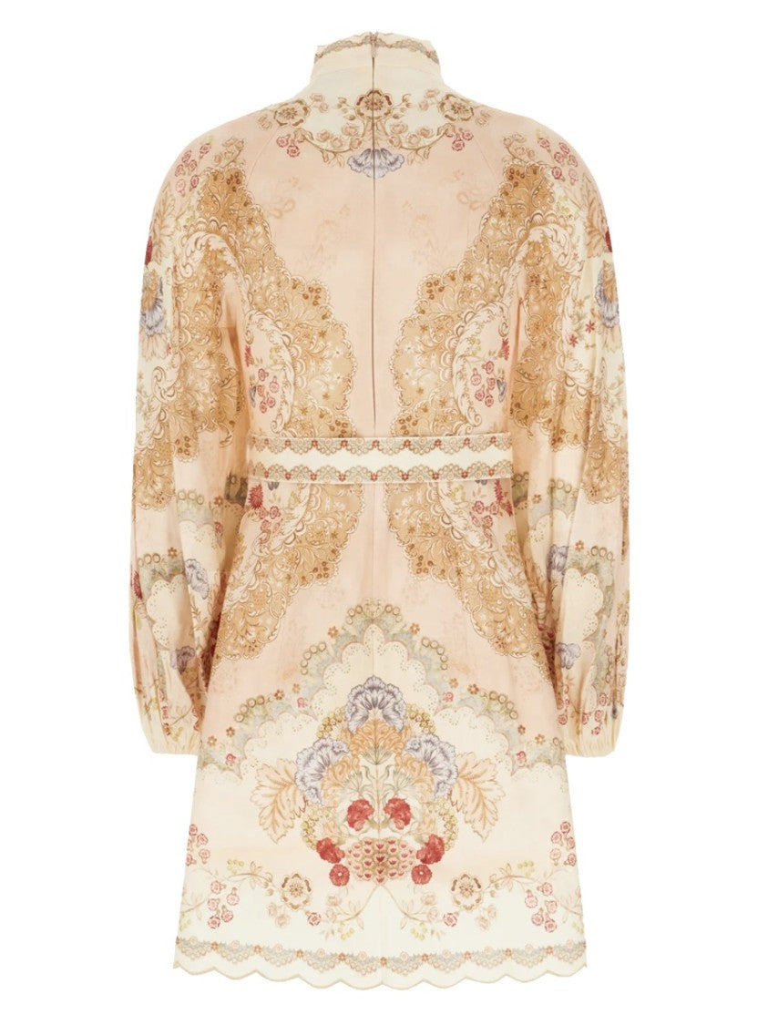 Zimmermann Multicolor Daylight Floral Print Linen Mini Dress
