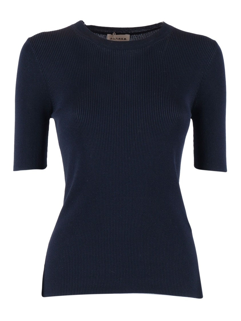 P.A.R.O.S.H. Fitted Ribbed Short Sleeve Top