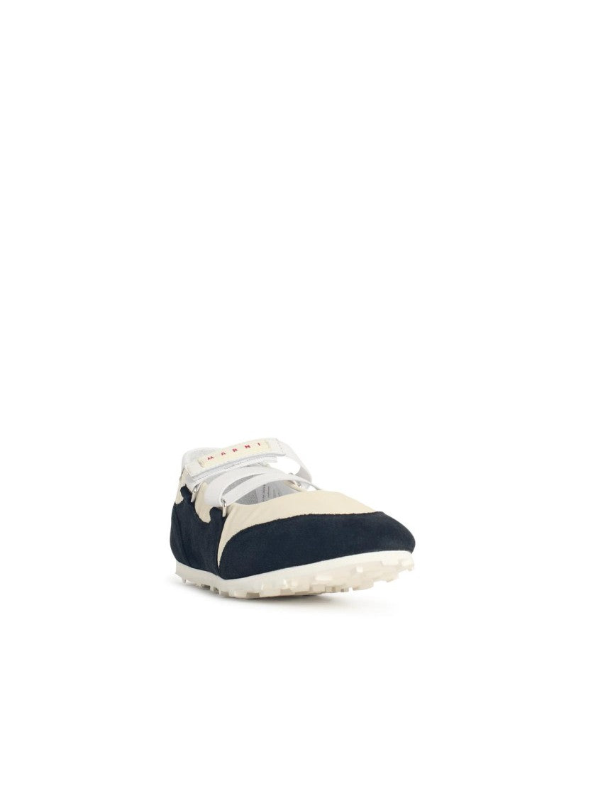 Marni Balerina In Fabric And Black Suede