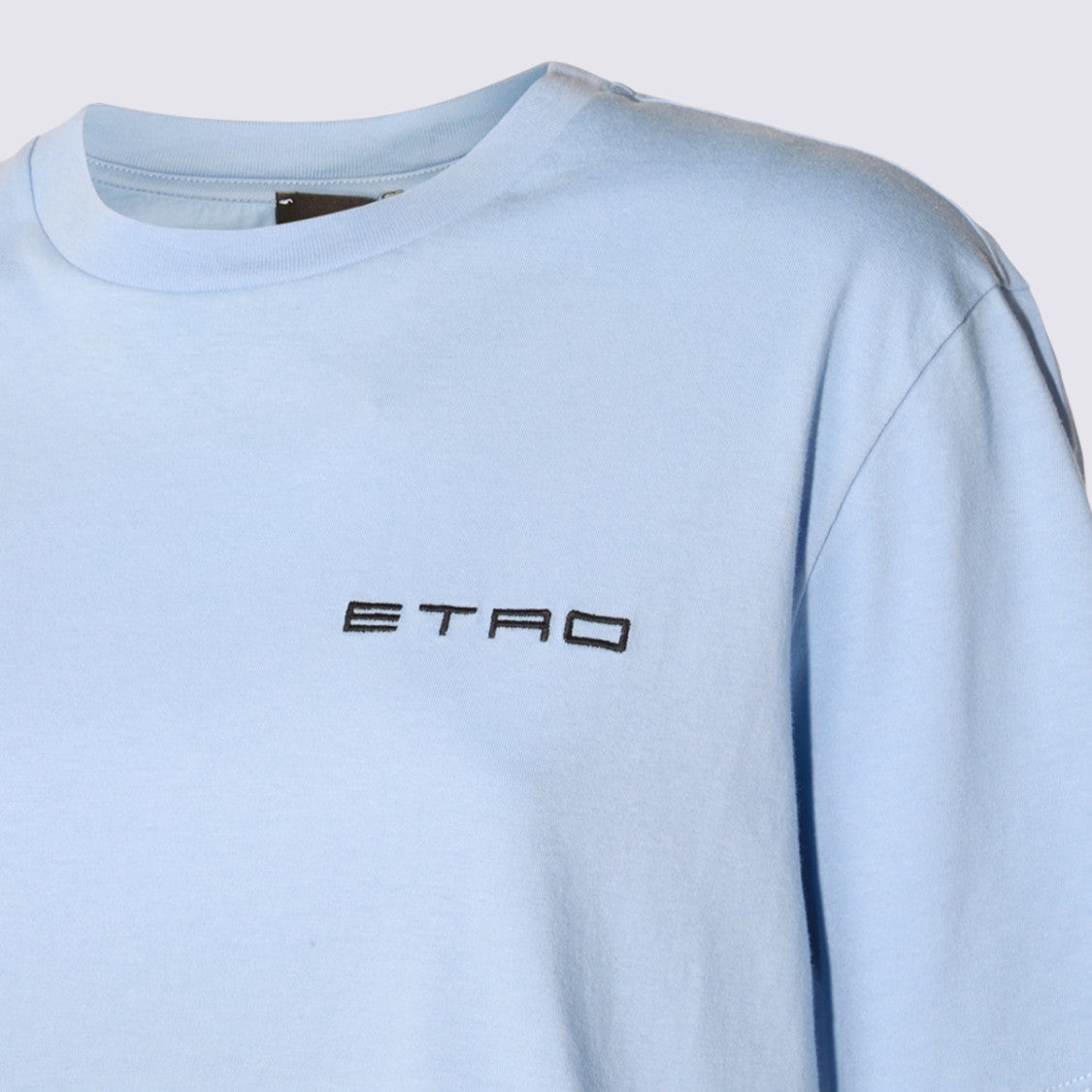 Etro Light Blue Floral Graphic T-Shirt With Logo Detail