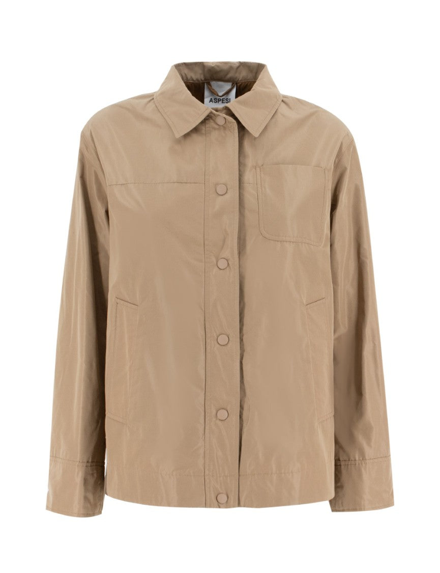 Aspesi Mid-Length Camel Jacket With Snap Button Closure