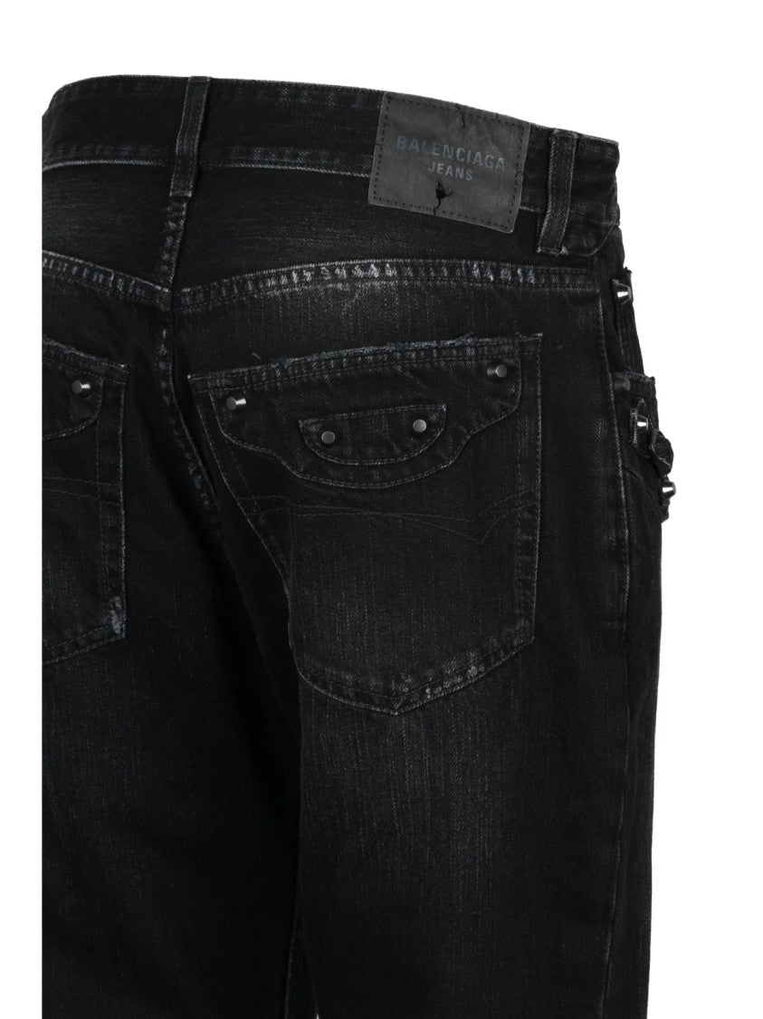 Balenciaga Black Cotton Delavé Jeans