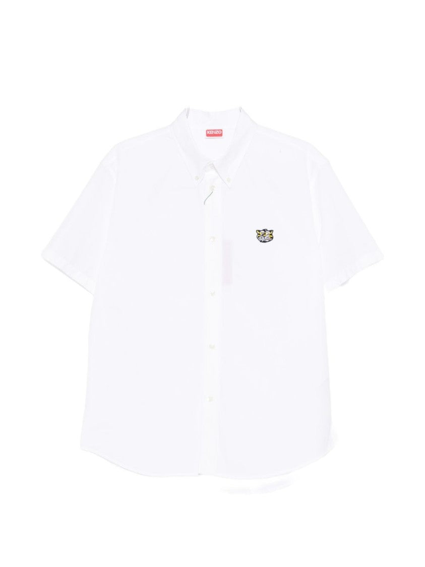 Kenzo White Silk And Nylon Pointed Shirt