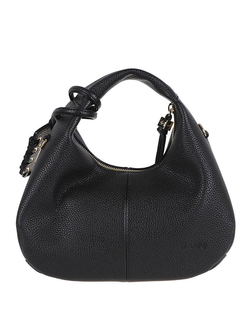 Ganni Textured Black Bag With Adjustable Strap