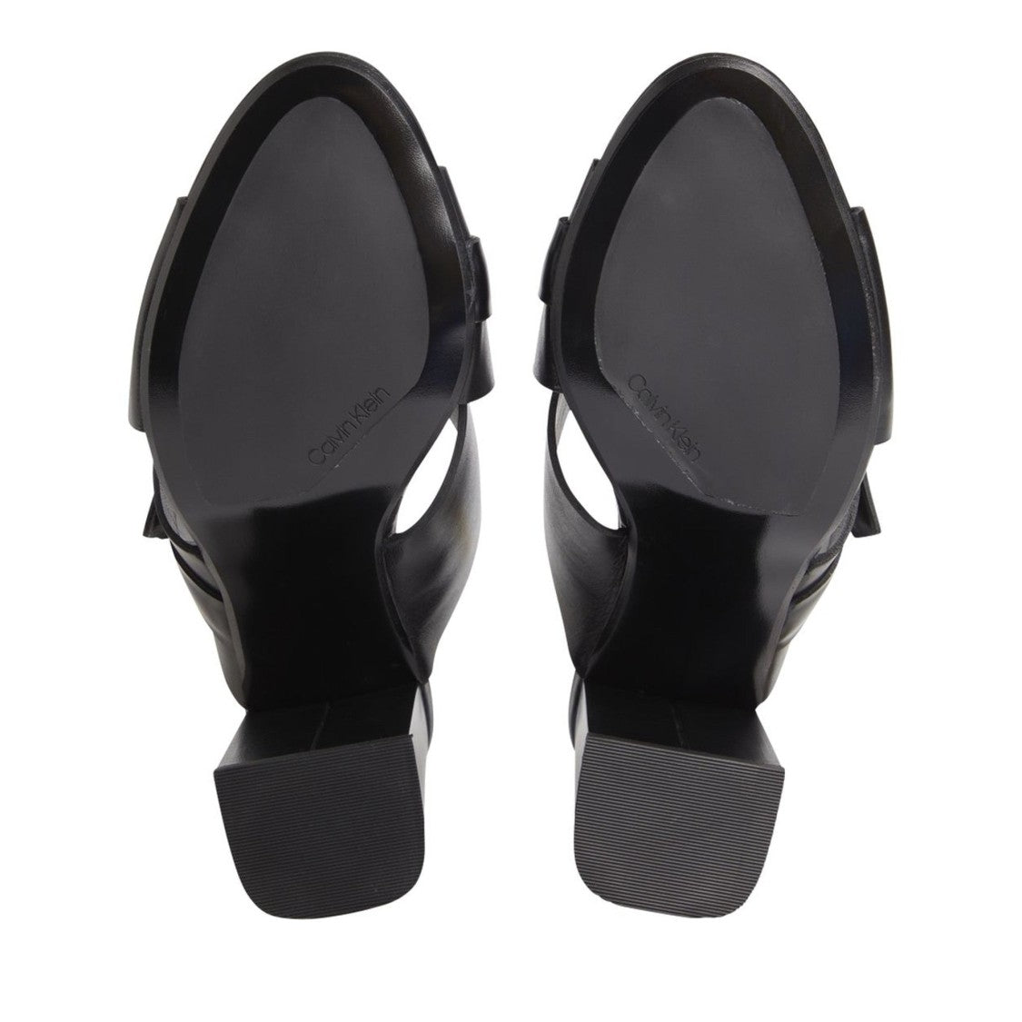 Calvin Klein X Slide Black Metallic Accent Leather Sandals