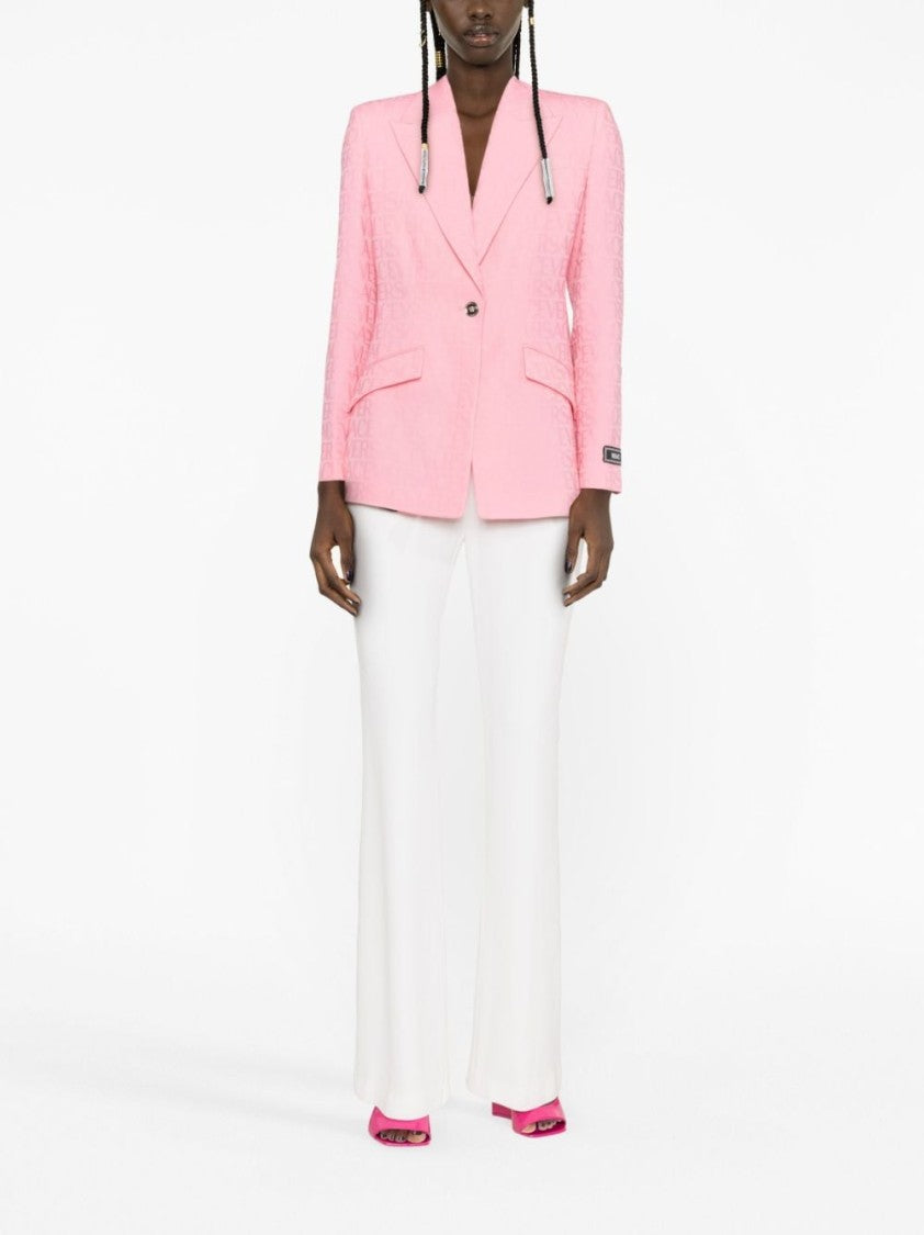 Versace Jacquard Logo-Motif Single-Breasted Blazer