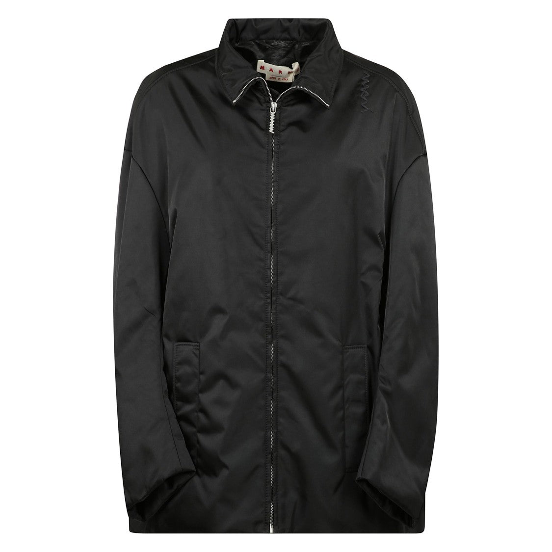 Marni High-Collared Black Bomber Jacket With Front Zipper