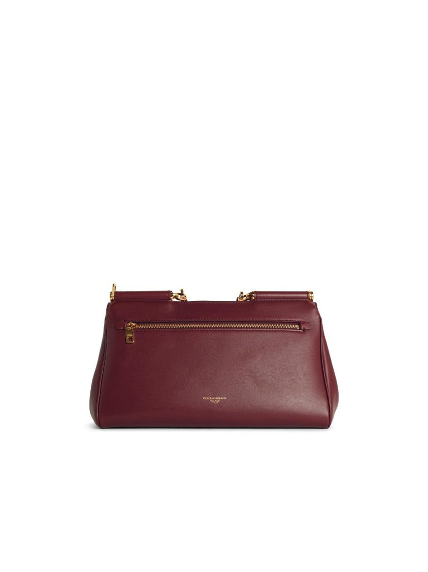 Dolce & Gabbana 'My Sicily' Burgundy 'Plongé' Calf Leather Handbag