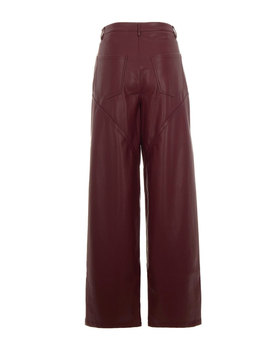 Rotate Bordeaux Faux Leather Trousers