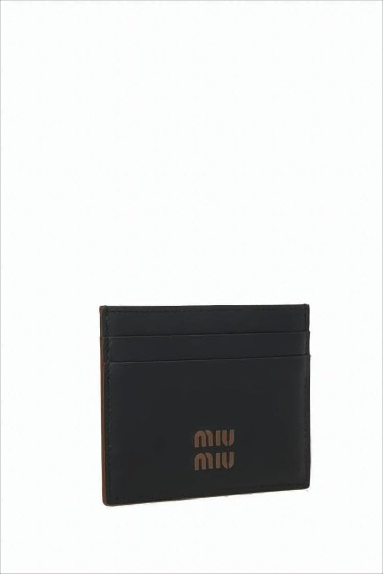 Miu Miu Rectangular Black Calf Leather Card Wallet
