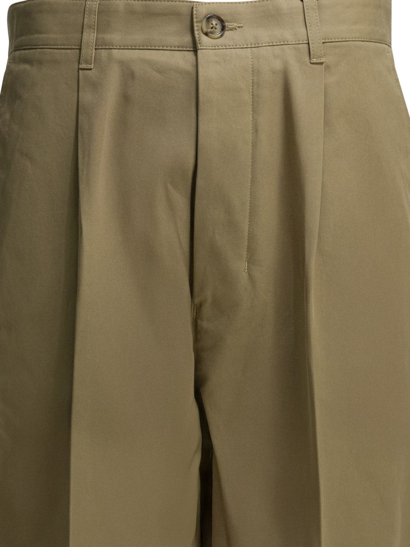 Ami Paris Beige Tailored Trousers With Structured Fit And Pleated Front