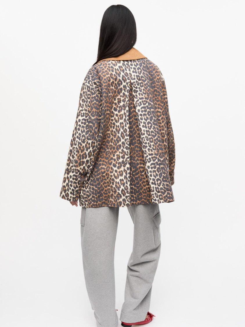 Ganni Multicolor Leopard Print Cotton Jacket