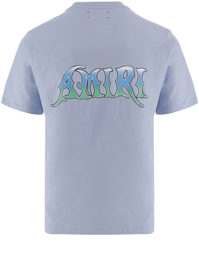 Amiri Light Blue Logo Prints Cotton T-Shirt