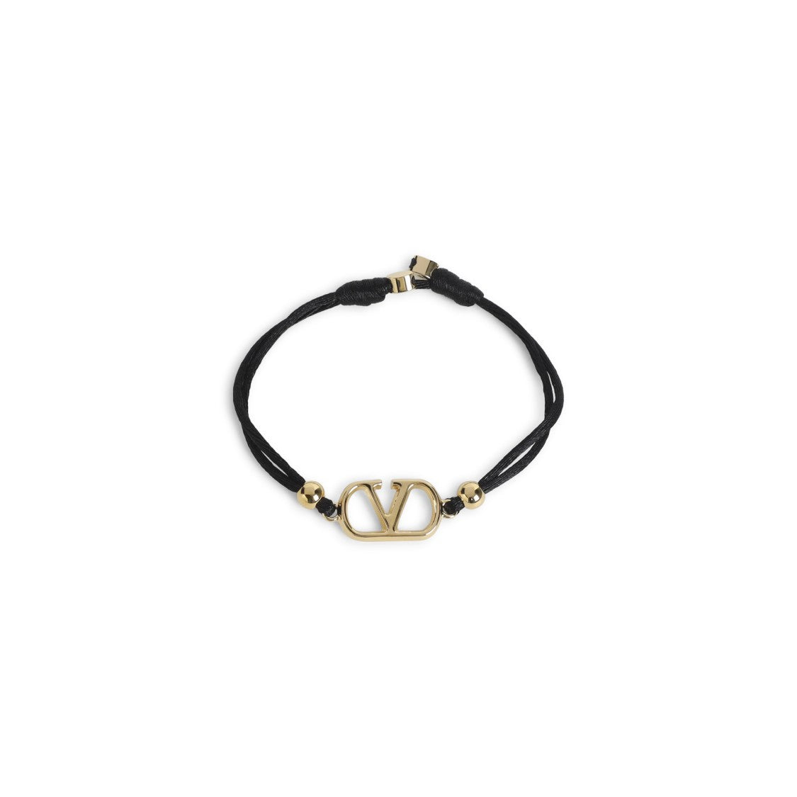 Valentino Garavani Black Polyester And Gold-Toned Brass Bracelet