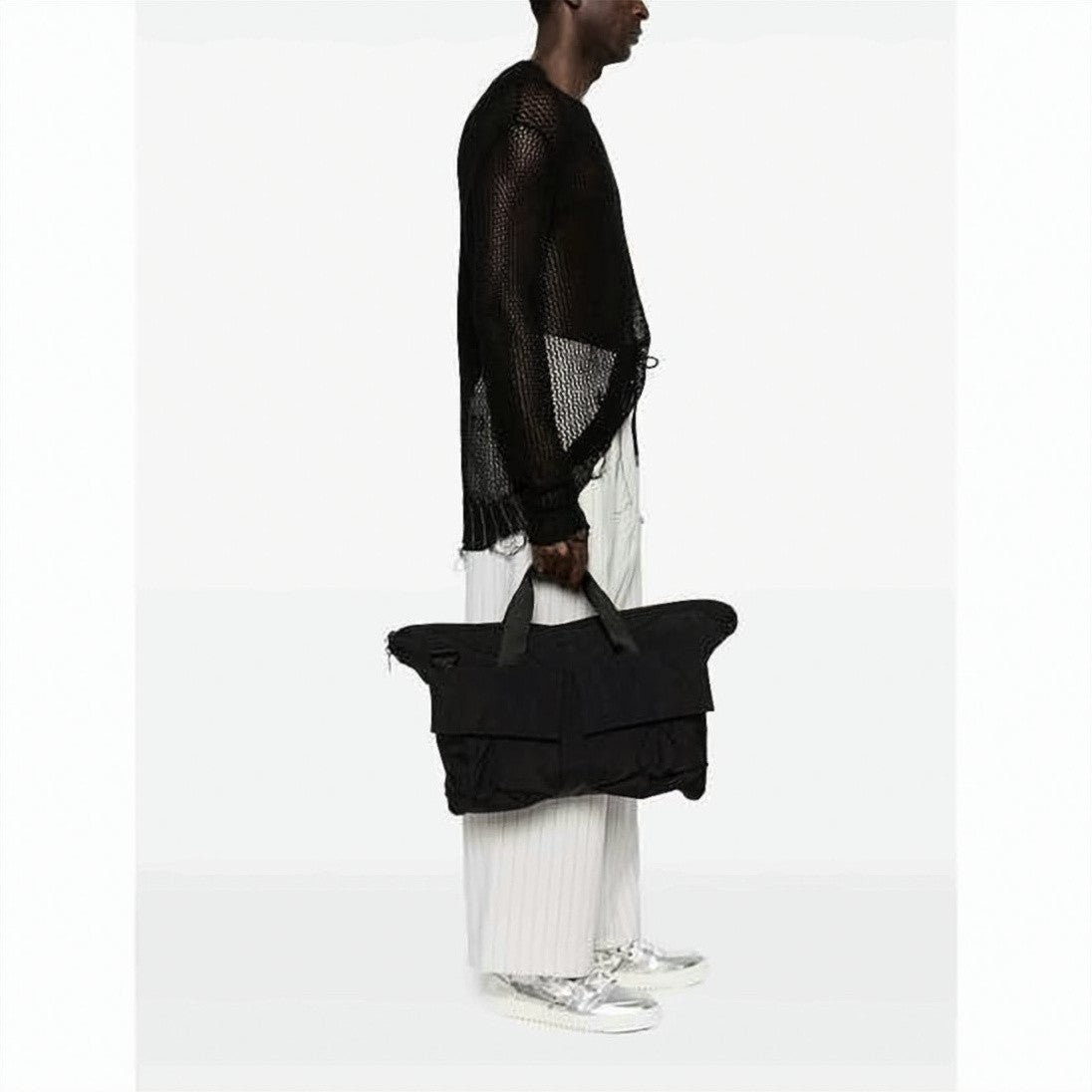 Y-3 Black Tote Bag With Drawstring Flap Pockets