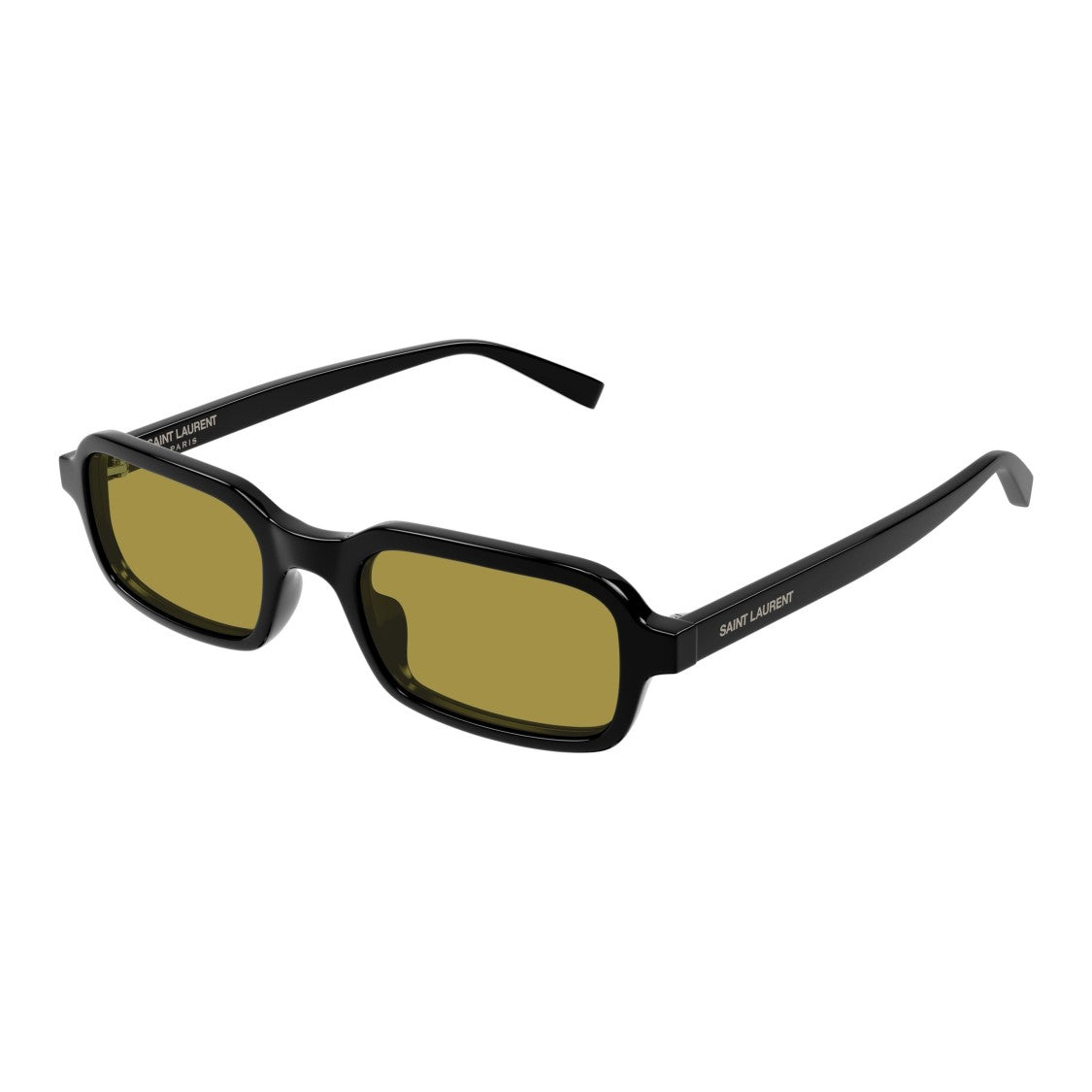 Saint Laurent Rectangular Frame Sunglasses With Olive Green Lenses